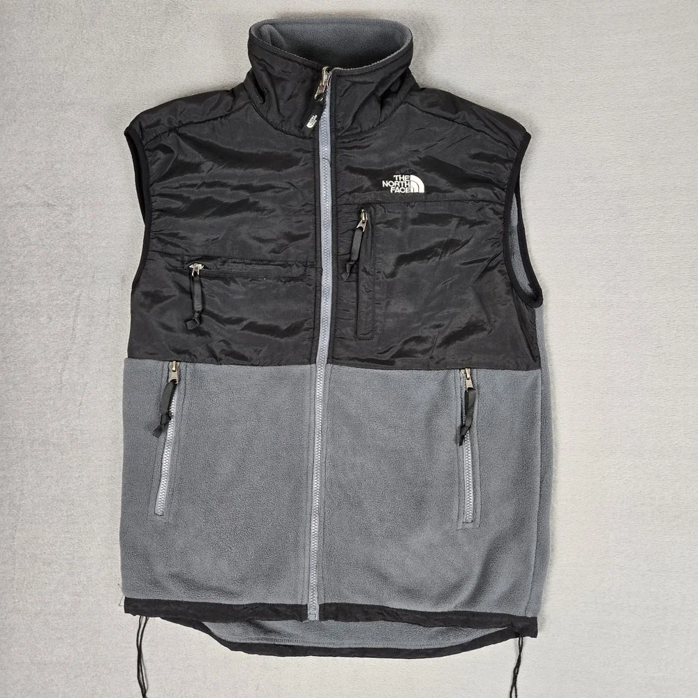 The North Face Vest‎ Mens Large Denali Full Zip Fleece Black Gray Polartec EUC